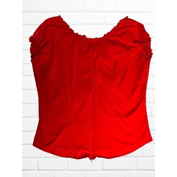 No Boundaries Stretch Junior Women's Size 1X Shirt‎ Y2k Zie-Up Peasant Style Red - Picture 8 of 9